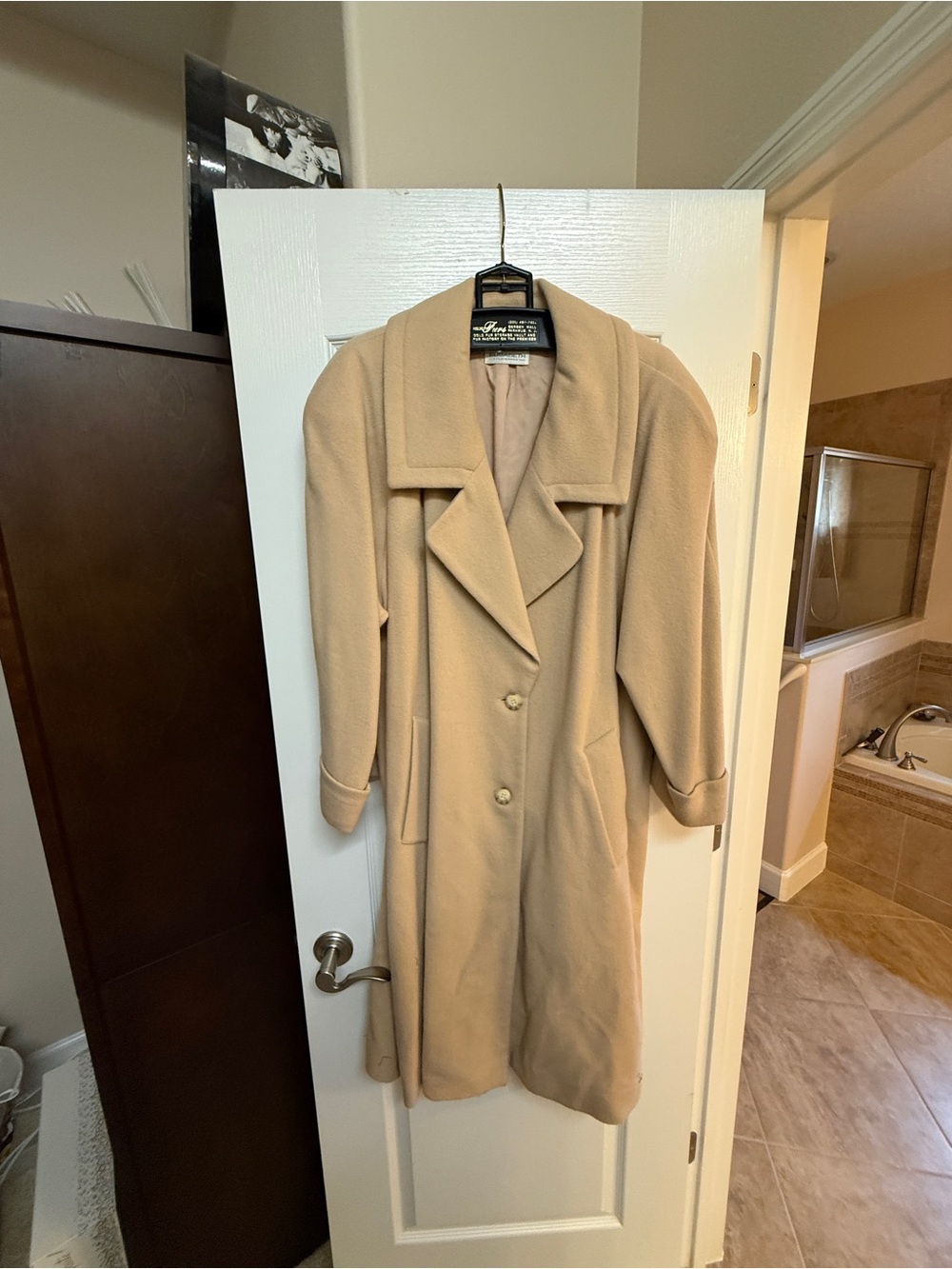 Classic Women's Wool Blend Camel Coat - Elegant Long Overcoat